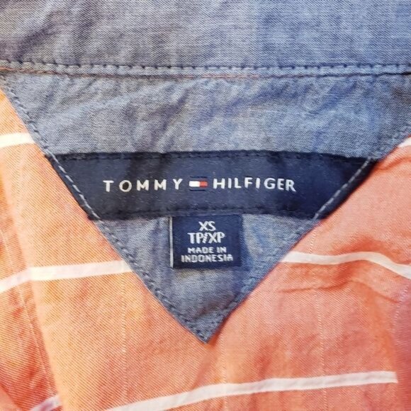 Tommy Hilfiger Roll Tab Stripe Convertible Button Down Shirt Top Women's Size XS - Picture 9 of 11